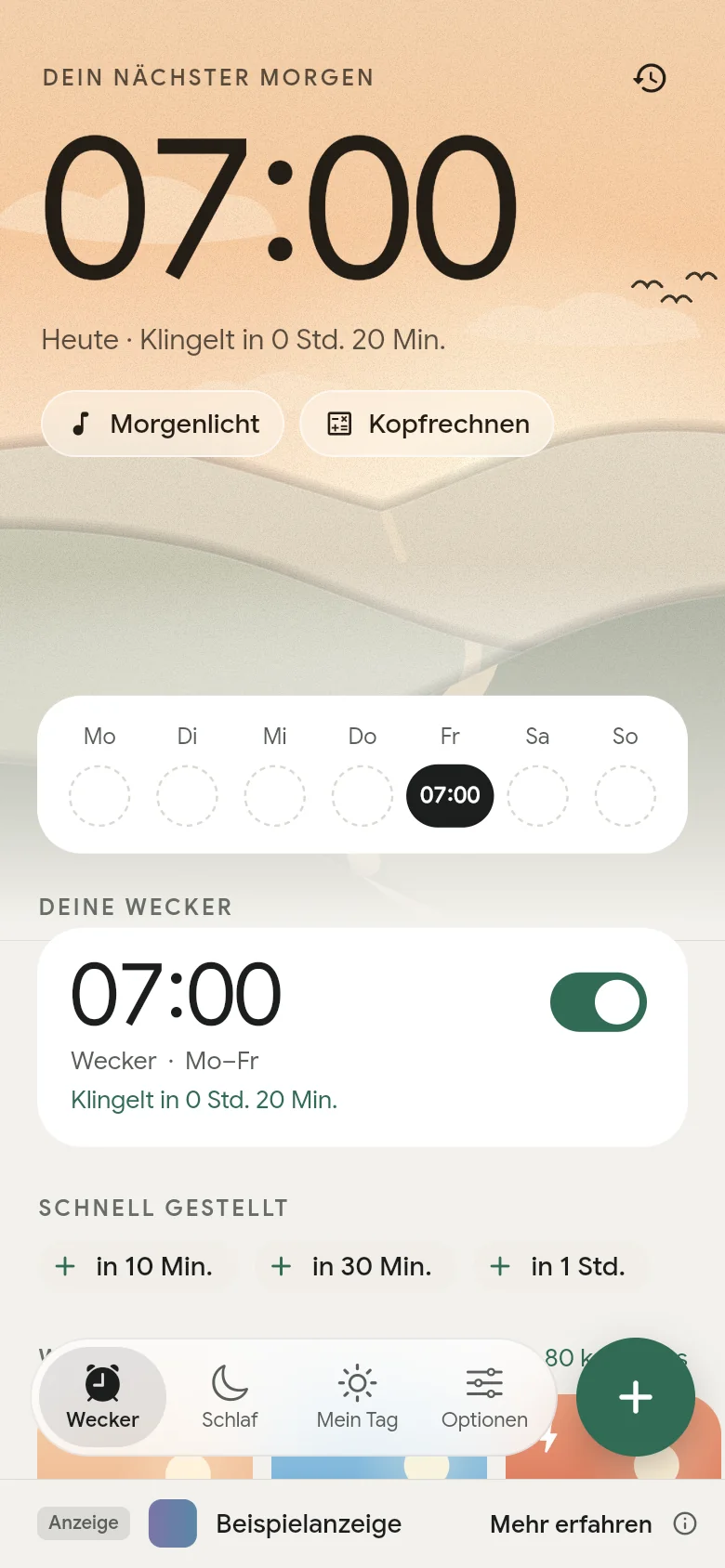 Der Reiter Wecker: Der nächste Wecker steht auf 07:00.