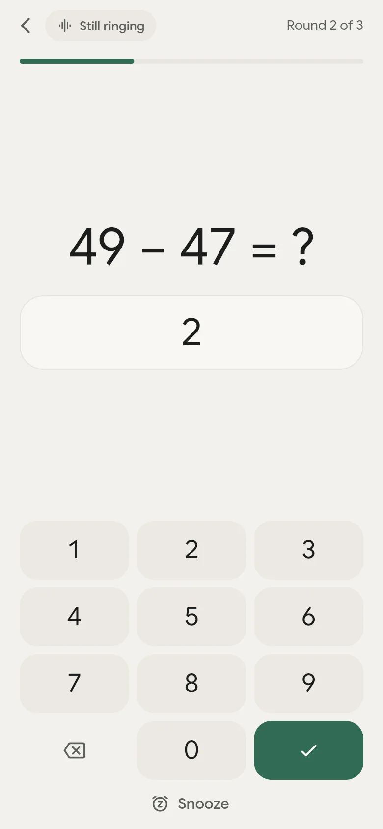 The mental maths task with a number pad.