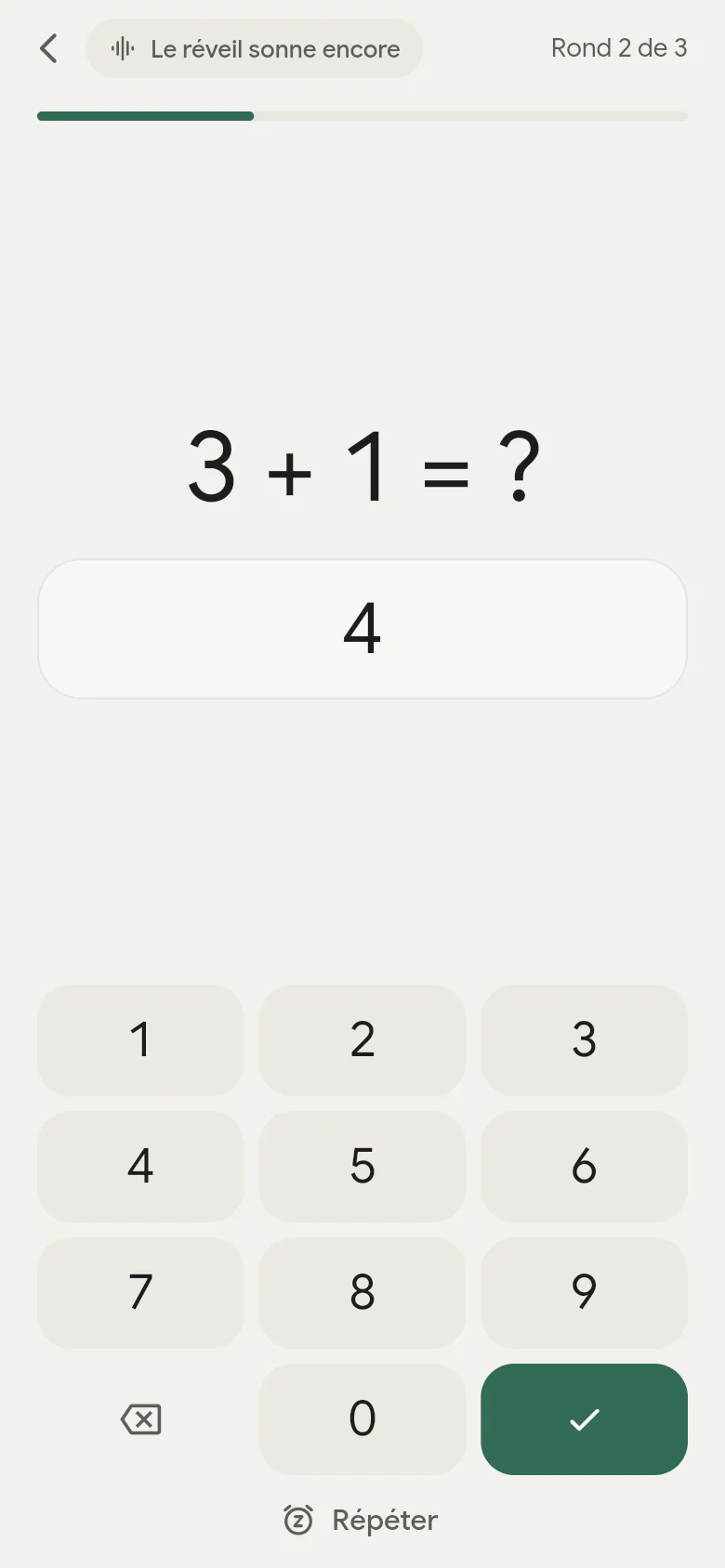 La tâche Calcul mental avec un pavé numérique.