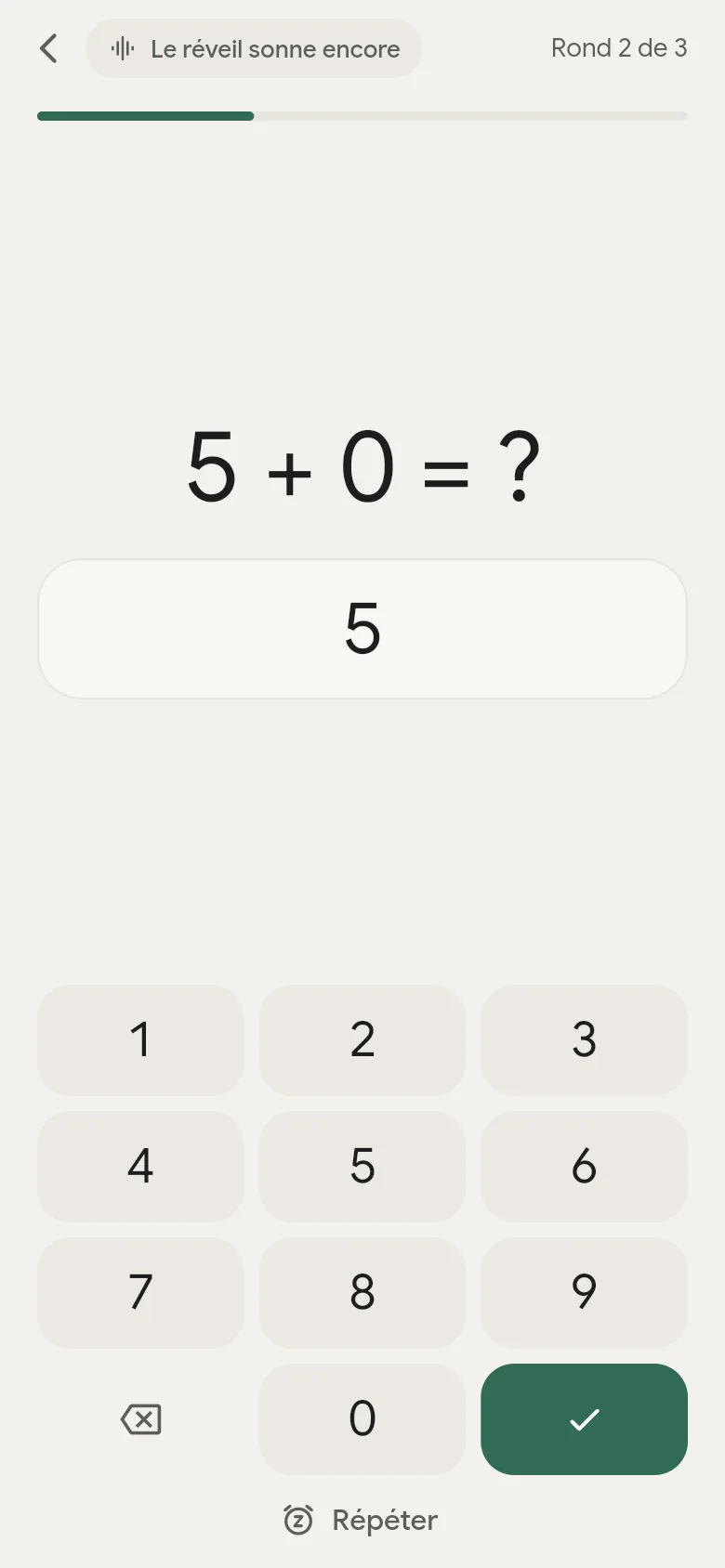 La tâche Calcul mental avec un pavé numérique.