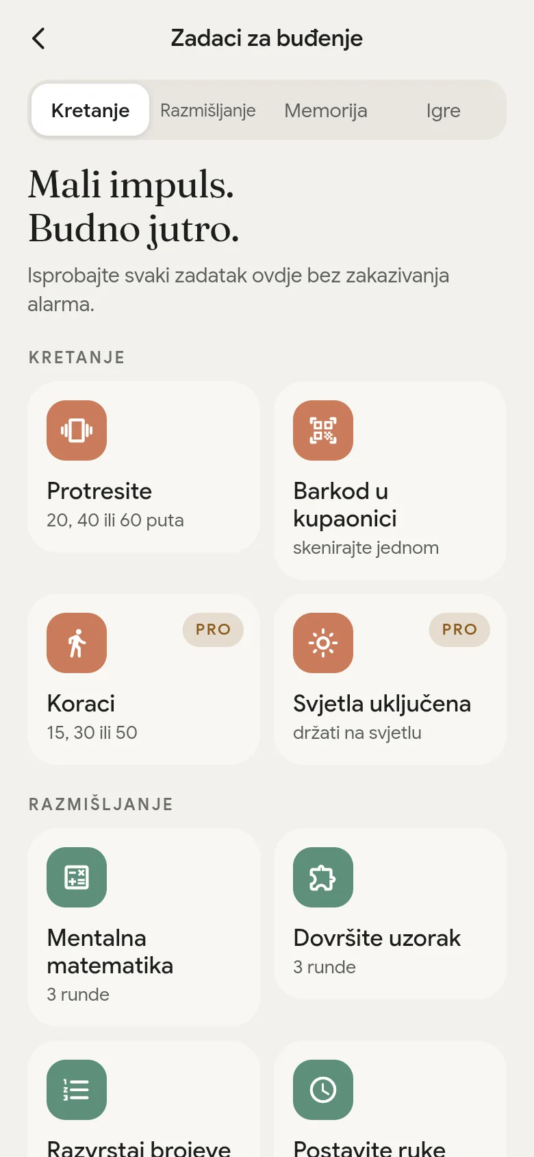 Biblioteka zadataka za buđenje u aplikaciji.