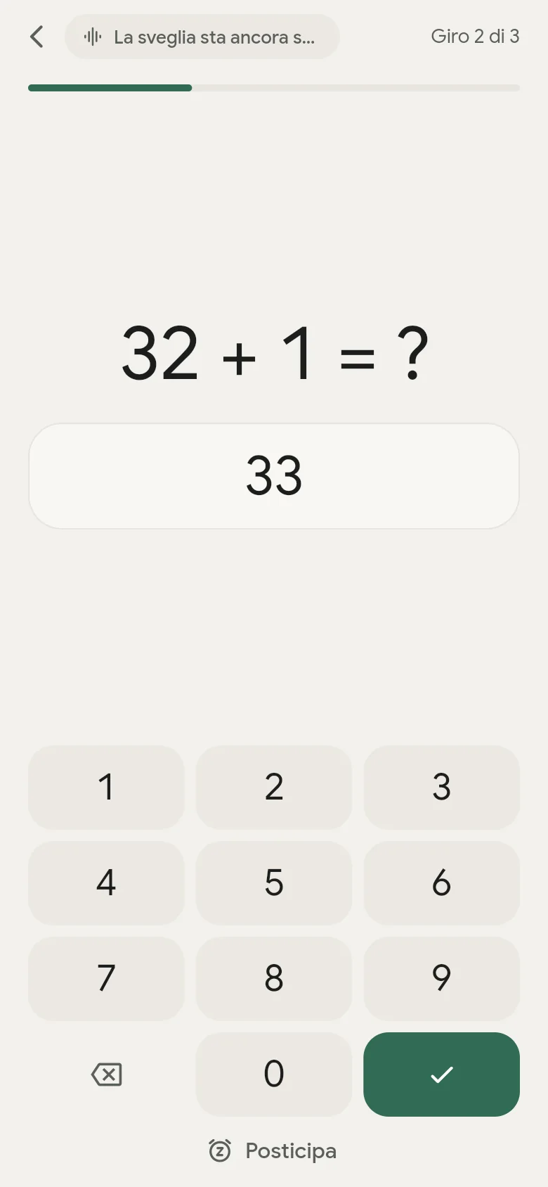 Il compito Calcolo mentale con un tastierino numerico.