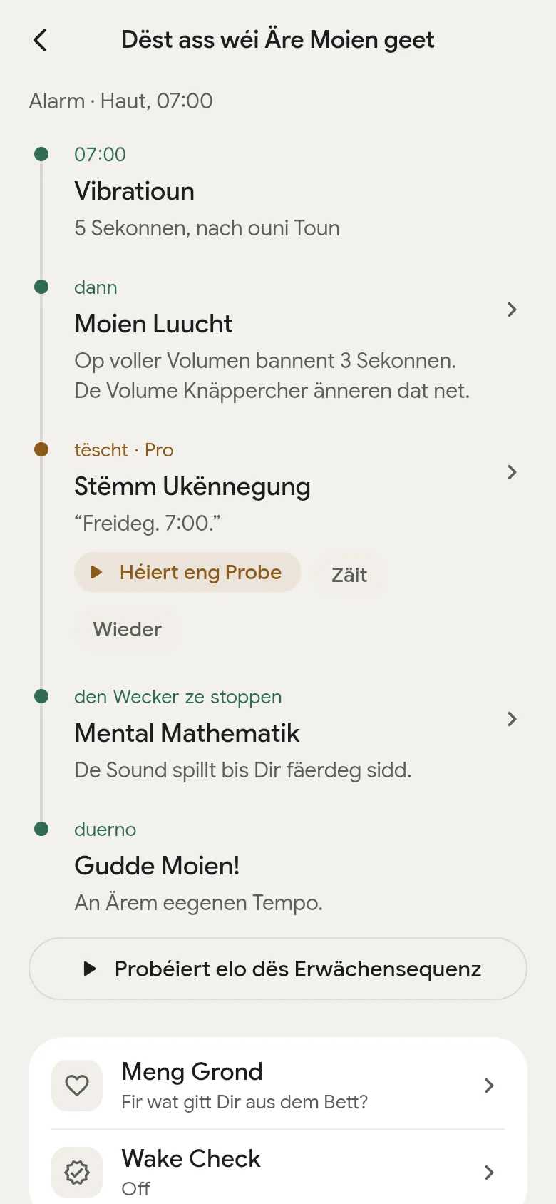 D’Zäitleescht „Dëst ass wéi Äre Moien geet“ an der App.