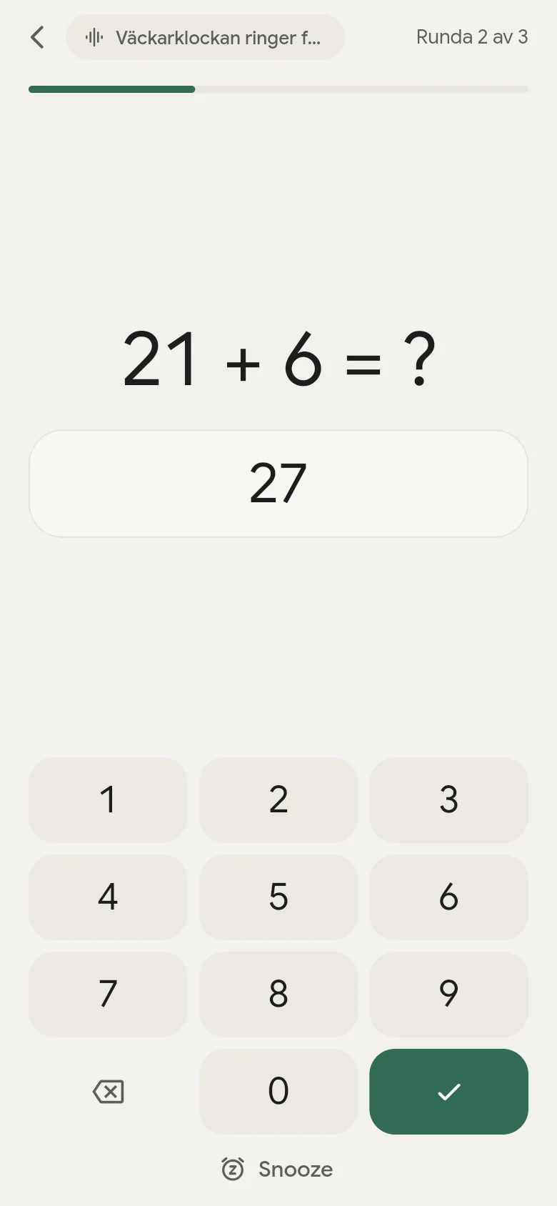 Uppgiften ”Mental matematik” med en sifferknappsats.