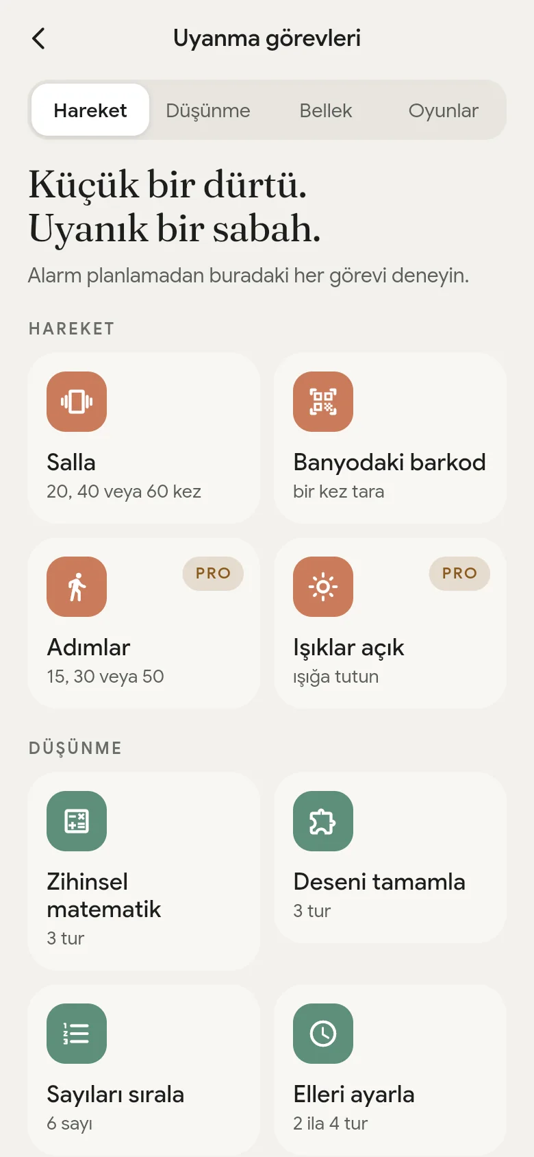 Uygulamadaki uyanma görevleri kitaplığı.